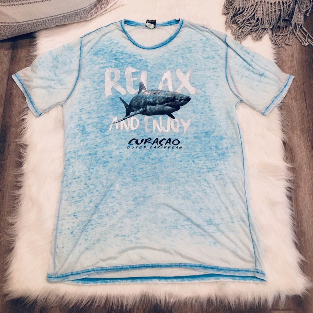 Papaya Company Blue Tiedye Shark Graphic T-shirt